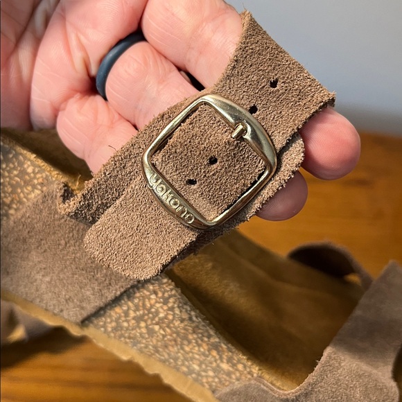 Yokono Wedge Sandals Taupe Brown Leather Sandals Size 9 - Picture 10 of 14